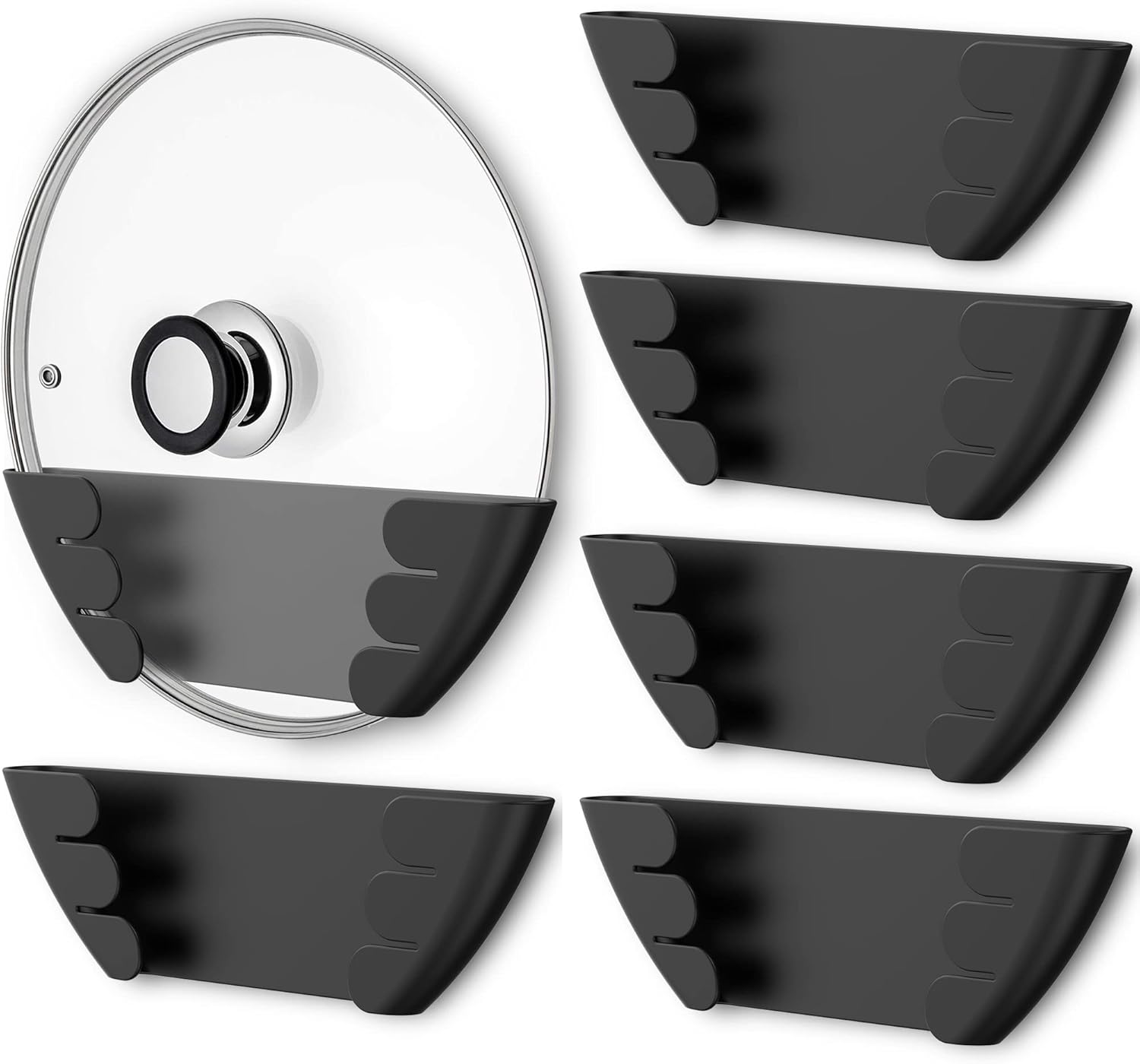 Universal Pot Lid Organizer for Cabinet - Upgraded Patented  6 Pack Pan Lids Organizers Inside Door Wall Mount Pots Top Storage Rack Holder Kitchen, Fits 6