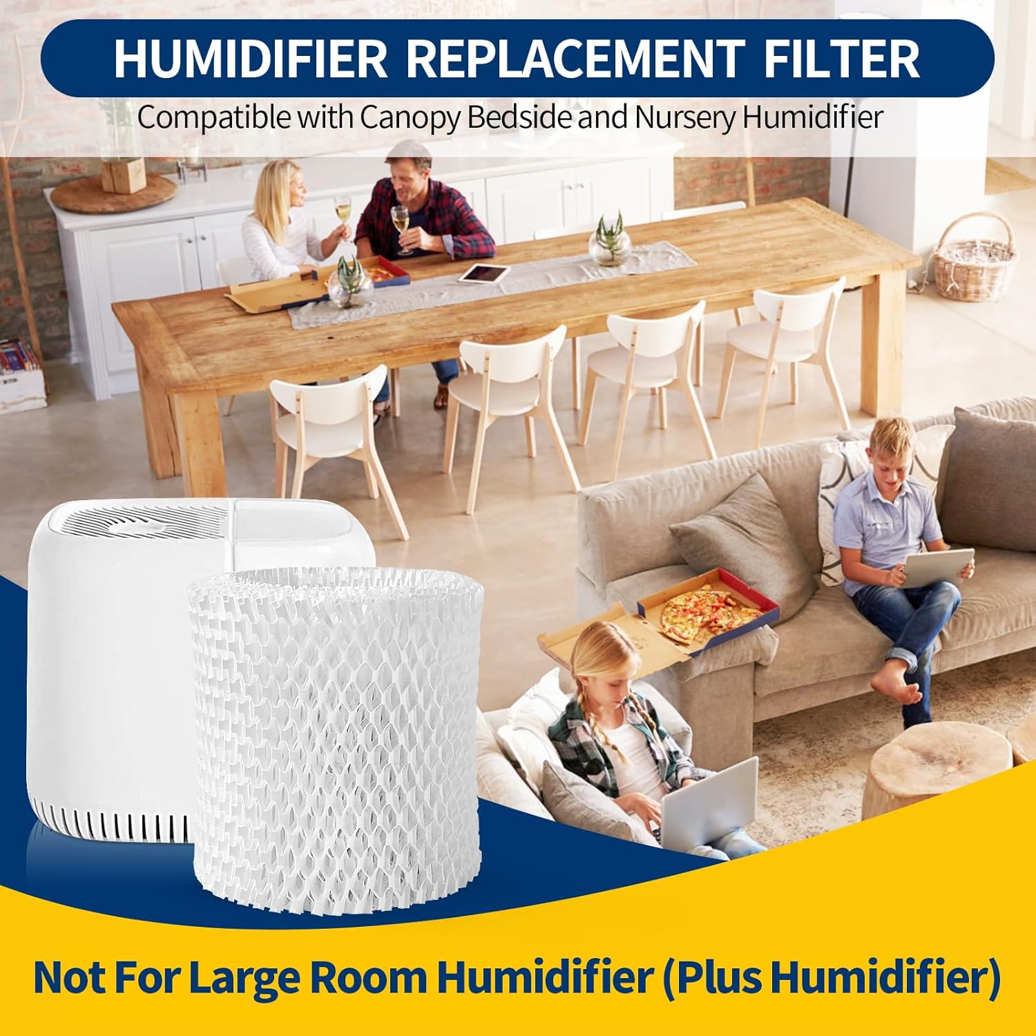 Humidifier Replacement Filter Compatible with Canopy Bedside and Nursery Humidifier,Made with Wood Pulp, Paper Filter, 4-Pack - Image 2