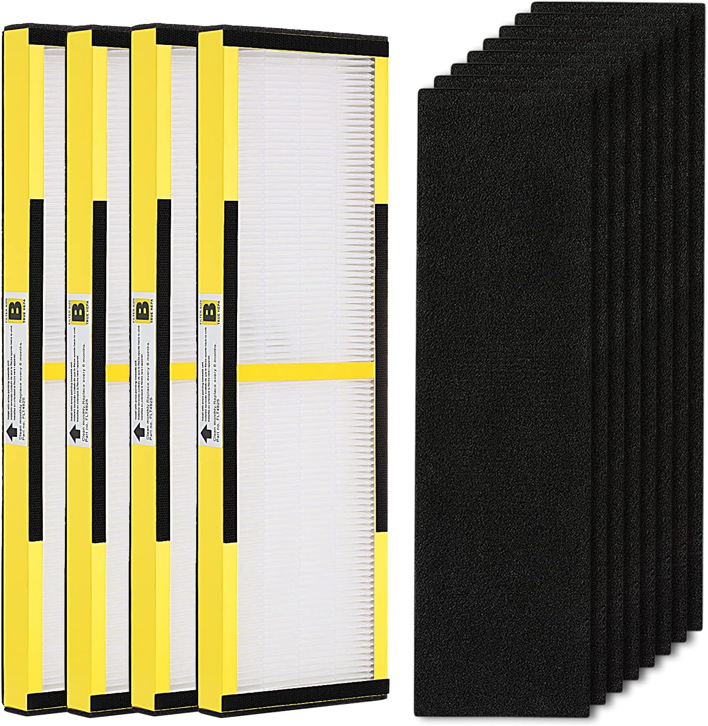 4 Pack FLT4825 True HEPA Filter B Replacement with Activated Carbon Pre-Filters Compatible with Guardian Air Purifier AC4825 AC4300 AC4800 AC4900 AC4850 - Image 1