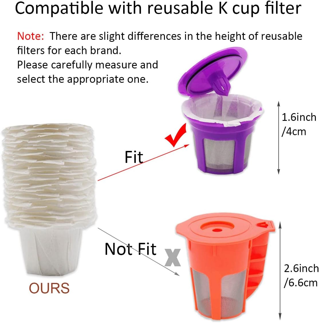 Disposable Coffee Filter Paper for Keurig Brewers Single Serve 1.0 and 2.0, 200 Count Replacement Coffee Filter Paper Liner Compatible with All Reusable K Cup Coffee Pod, Refillable Capsule, White - Image 3