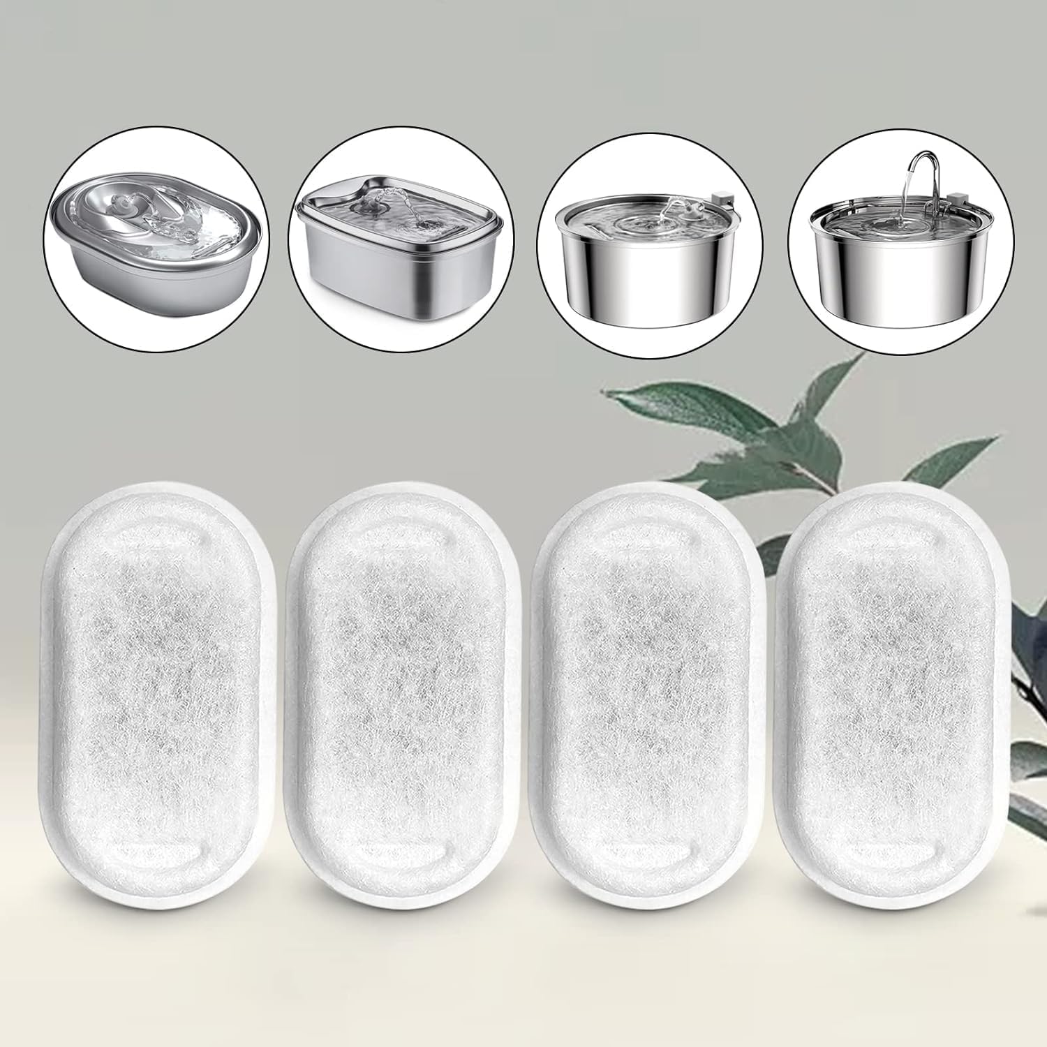 Cat Water Fountain Filters for 108/3.2L& 67oz/2L Stainless Steel Pet Water Dispenser Fountain Filter Replacement with 8 Sponges (8 Filters&8 Sponges) - Image 8