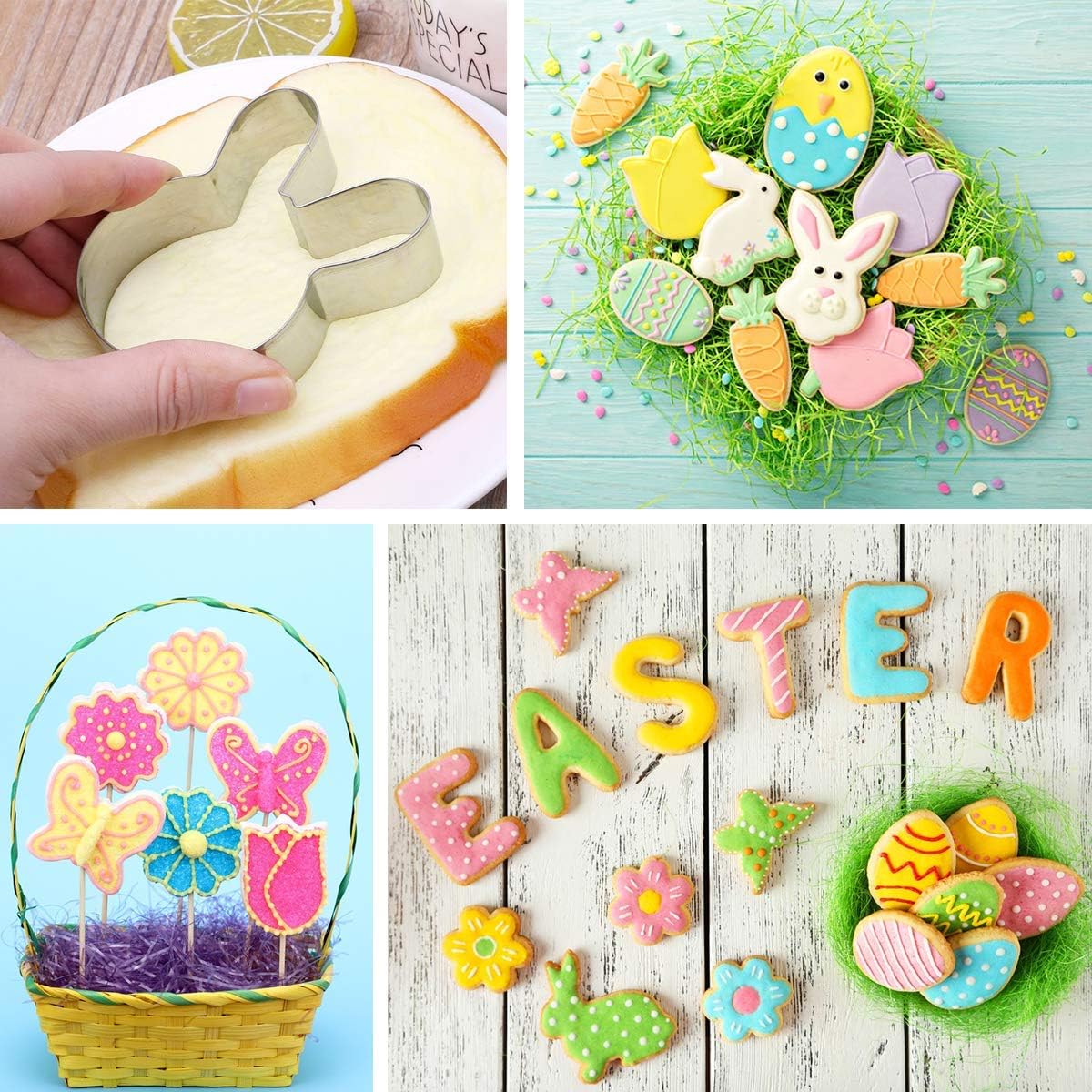 Easter Cookie Cutters, 5 Pieces Chick Carrot Egg Bunny Rabbite Shapes Metal Cookie Cutters Stainless Steel Sets Holiday Themed Baking Kit - Image 5