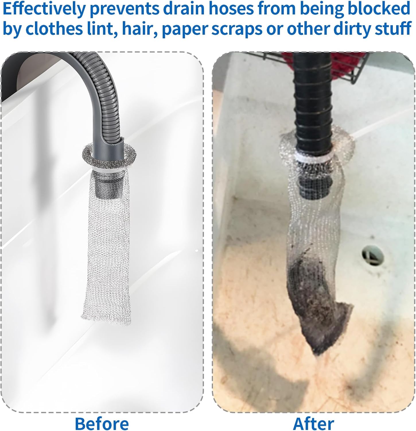 40 Pieces Lint Traps Stainless Steel Washing Machine Lint Snare Traps Laundry Mesh Washer Hose Filter with 40 Pcs Cable Ties - Image 3