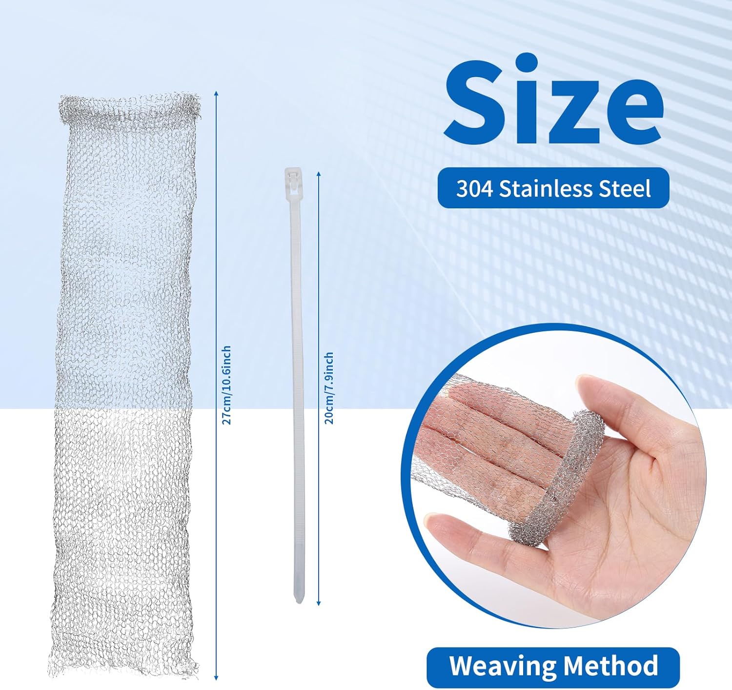 40 Pieces Lint Traps Stainless Steel Washing Machine Lint Snare Traps Laundry Mesh Washer Hose Filter with 40 Pcs Cable Ties - Image 5