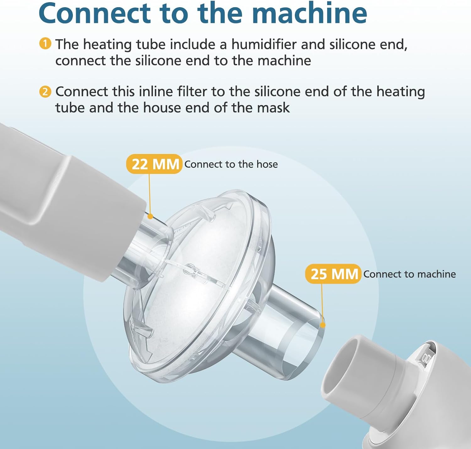 12-pack CPAP Inline Filter, Universal Inline CPAP Filter Compatible with BiPAP Machines ResMed,Dreamstation Standard, Any CACP Machine Size 22mm and 25mm Tube - Image 4
