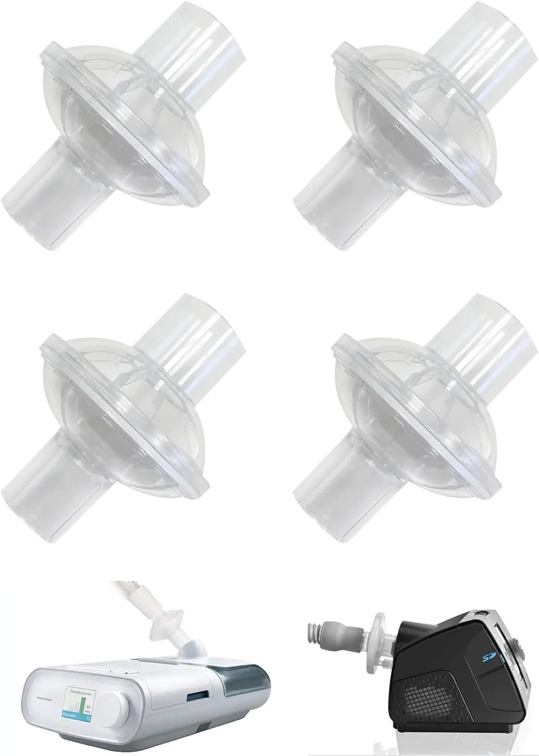 Universal CPAP Inline Filter, CPAP Air Filter for ResMed AirSense 11/AirSense 10/Philips Respironics DreamStation 2, Hose Filter for CPAP Supplies, BIPAP Supplies (4) - Image 1