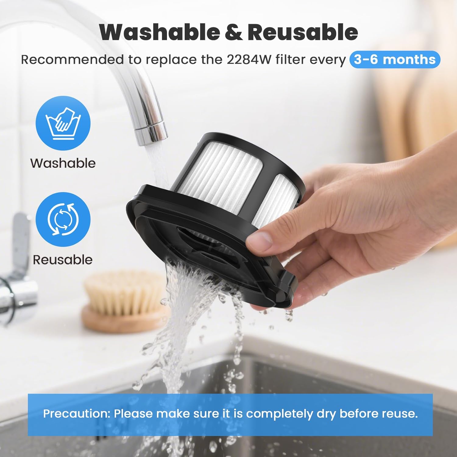 4 Pack 2284w Vacuum Replacement Filter for Bissell Pet Hair Eraser Filter Hand Vacuum 2284W 2390 2389 2390A, Compare to Parts # 1614212 1614203 1614204, 4 Mesh Filters and 4 Foam Filters - Image 4