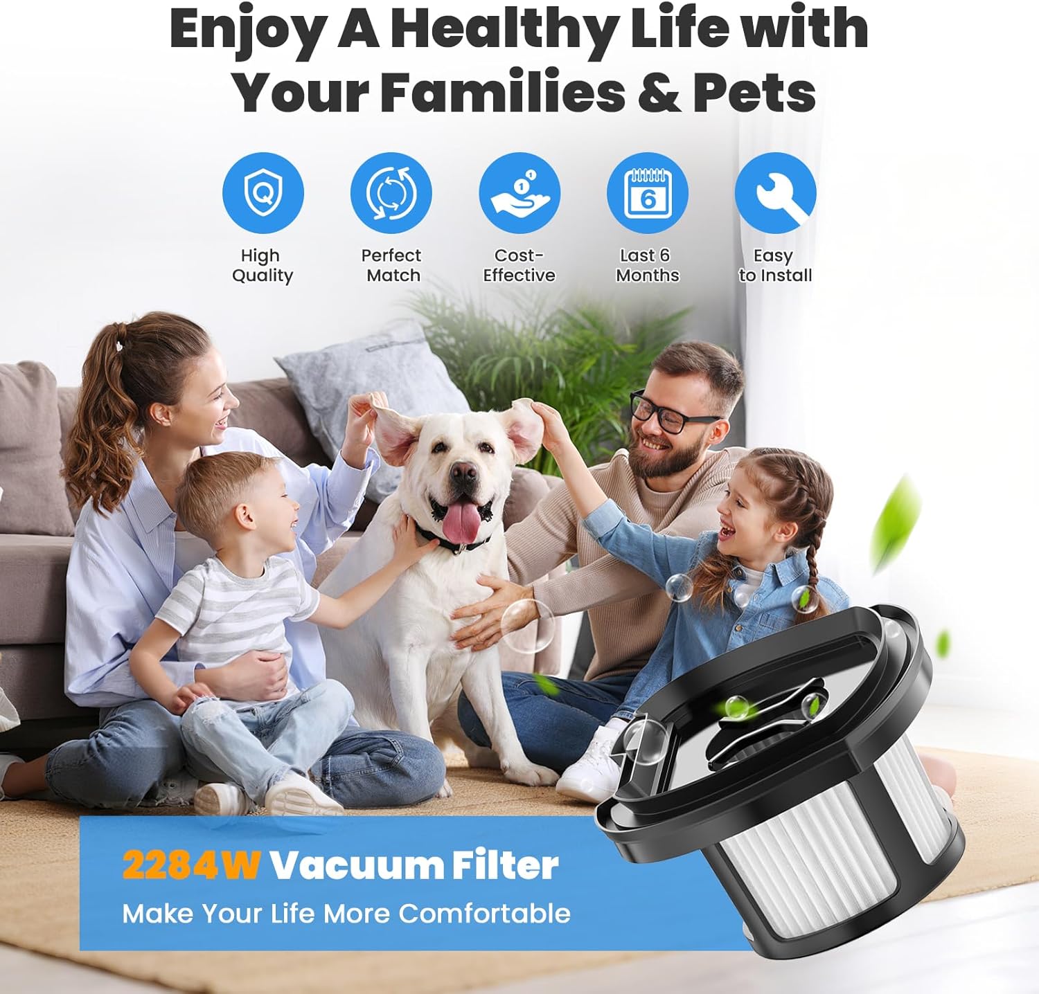 4 Pack 2284w Vacuum Replacement Filter for Bissell Pet Hair Eraser Filter Hand Vacuum 2284W 2390 2389 2390A, Compare to Parts # 1614212 1614203 1614204, 4 Mesh Filters and 4 Foam Filters - Image 7