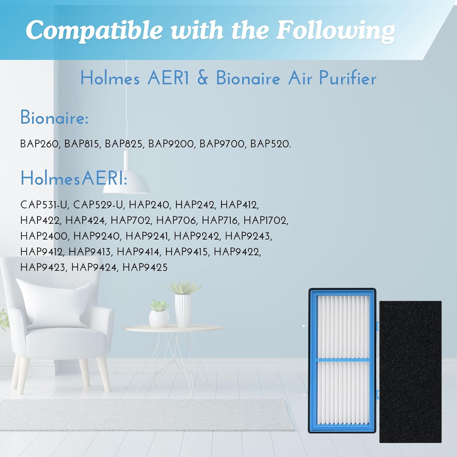 AER1 Filter Replacement for Holmes Air Purifier HAPF30AT HAP242-NUC, Odors Dust VOCs Remover, Total Air 2 True HEPA 4 Carbon Booster, 1.2 x 10 x 4.6 Inches - Image 5