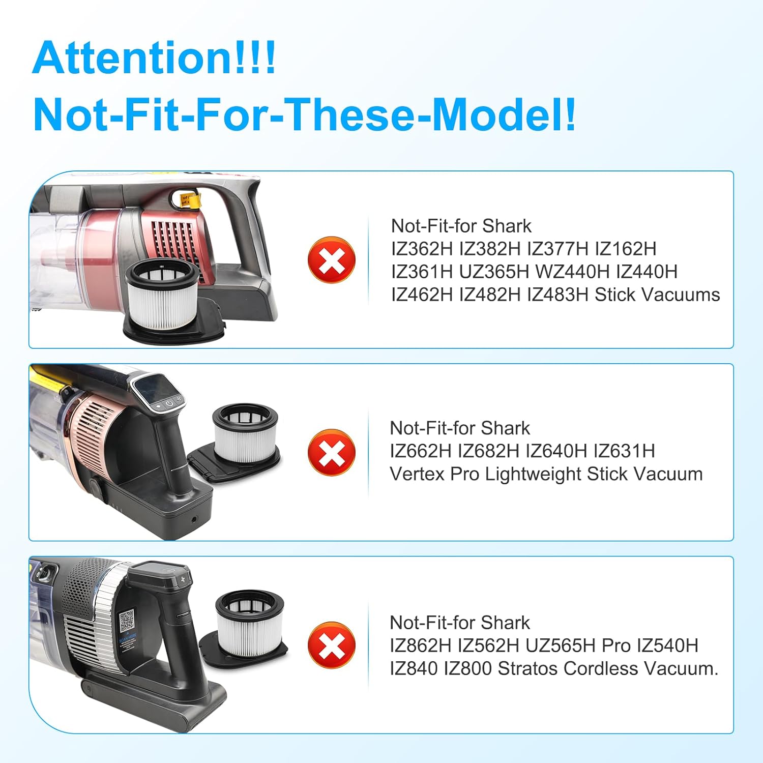 IX141 Filters Fit for Shark IX141 IX140 IZ140 IX142 IZ140C IZ142 UZ145 IZ141C IX141H WZ140 WZ250 Stick Vacuum, Replace Part 616FJ140 & 617FJ140, 2 Pack Filter 4 Pack Foam & Felt Filter Kit - Image 3