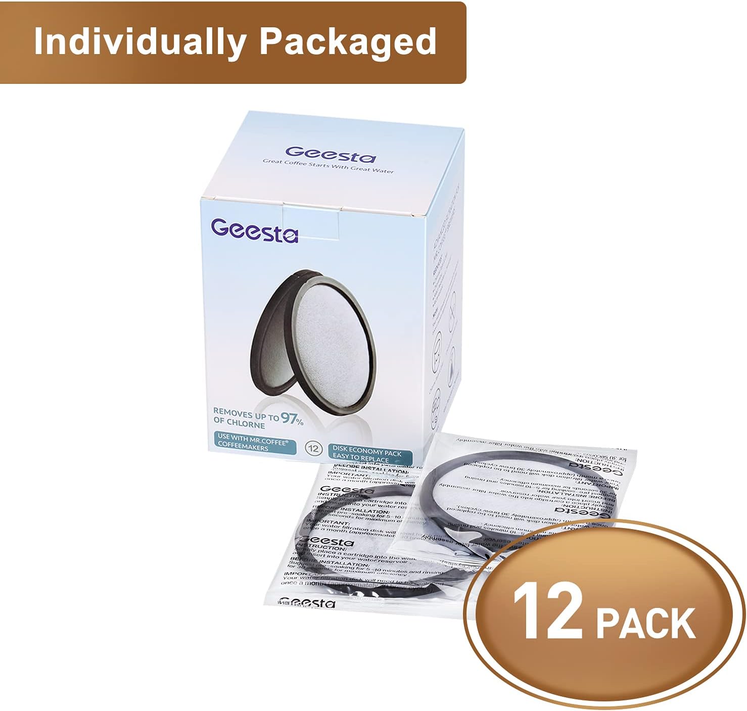 12-Pack Premium Activated Charcoal Water Filter Disk for All Mr. Coffee Models - Image 7