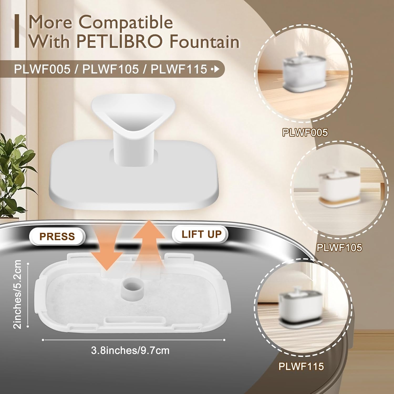 20 Packs Filter Replacement Compatible with  Cat Water Fountain PLWF005/PLWF105/PLWF115/PLWF106/PLWF116/PLWF305, Upgrade Replacement Filters Fit Pet libro Water Fountain, Easy to Install - Image 2