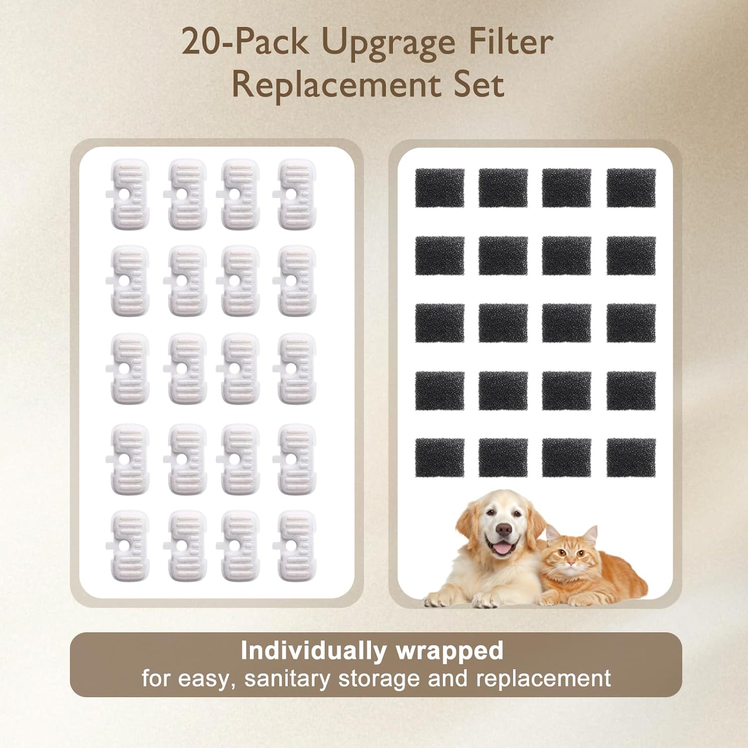 20 Packs Filter Replacement Compatible with  Cat Water Fountain PLWF005/PLWF105/PLWF115/PLWF106/PLWF116/PLWF305, Upgrade Replacement Filters Fit Pet libro Water Fountain, Easy to Install - Image 6