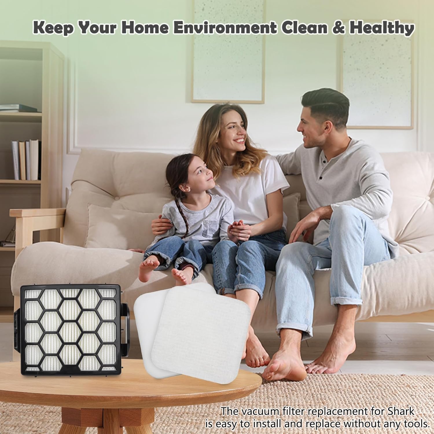 Filter Replacement for Shark LA300 LA301 LA322 LA351 LA500 LA502 LA555 LA360 LA362 LA401 LA455 LA702 Rotator Lift-Away ADV DuoClean PowerFins Upright Vacuum, Part XFFK320 & XHF320 2 HEPA 4 Foam - Image 7