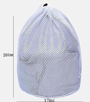 Small Commercial Mesh Laundry Bag with Handle and Drawstring for Dormitory, Travelling, College,Apartment, Camping, RV, Machine Washable, Hanging Mesh Bag,20×17inc - Image 2