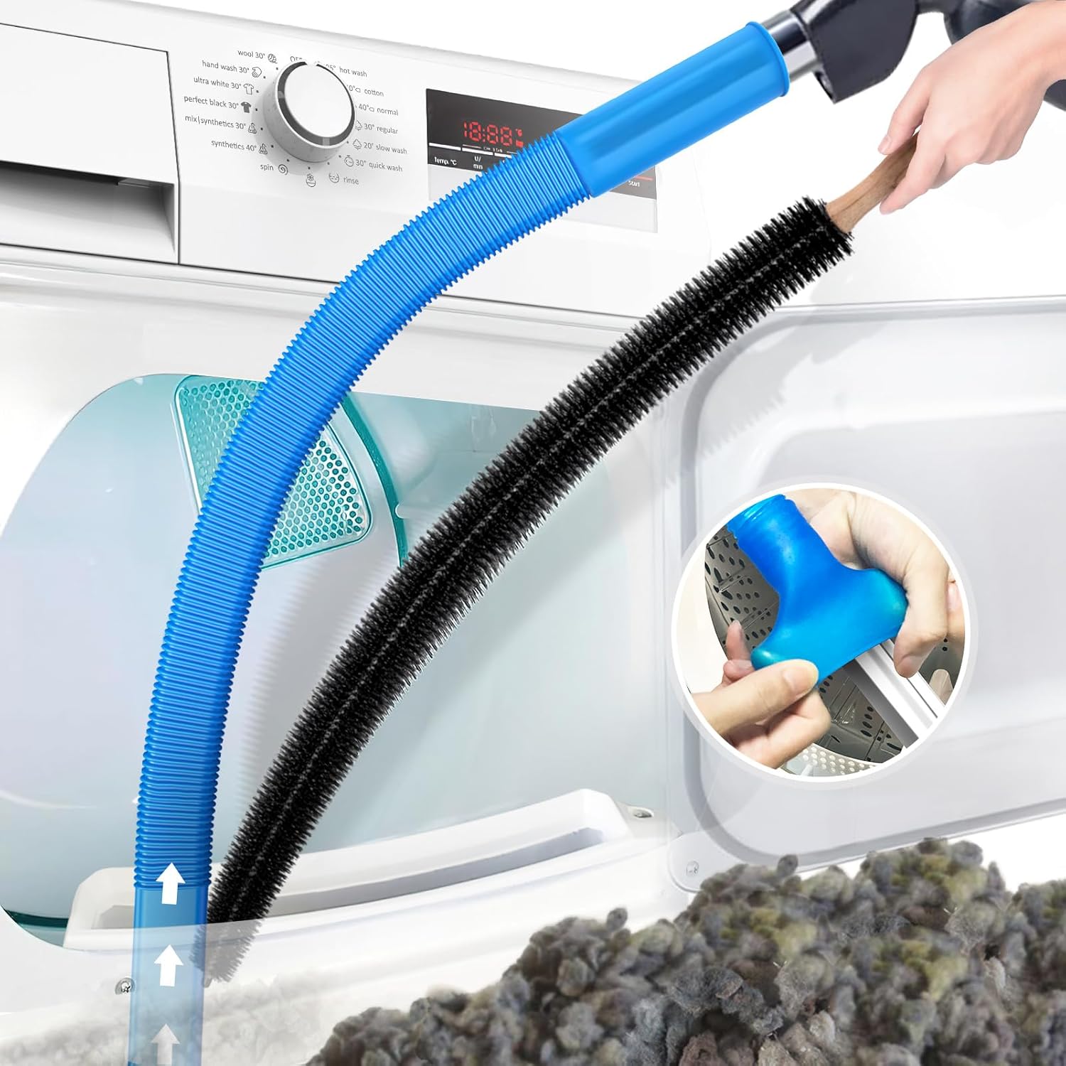 2 Pieces Dryer Vent Cleaner Kit Compatible with Most Vacuum Cleaner, Dryer Lint Brush and Vacuum Hose Attachment with Universal Connector, Quickly Lint Remover - Image 1