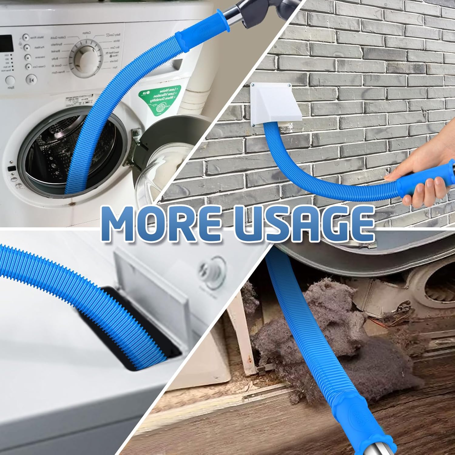 2 Pieces Dryer Vent Cleaner Kit Compatible with Most Vacuum Cleaner, Dryer Lint Brush and Vacuum Hose Attachment with Universal Connector, Quickly Lint Remover - Image 3