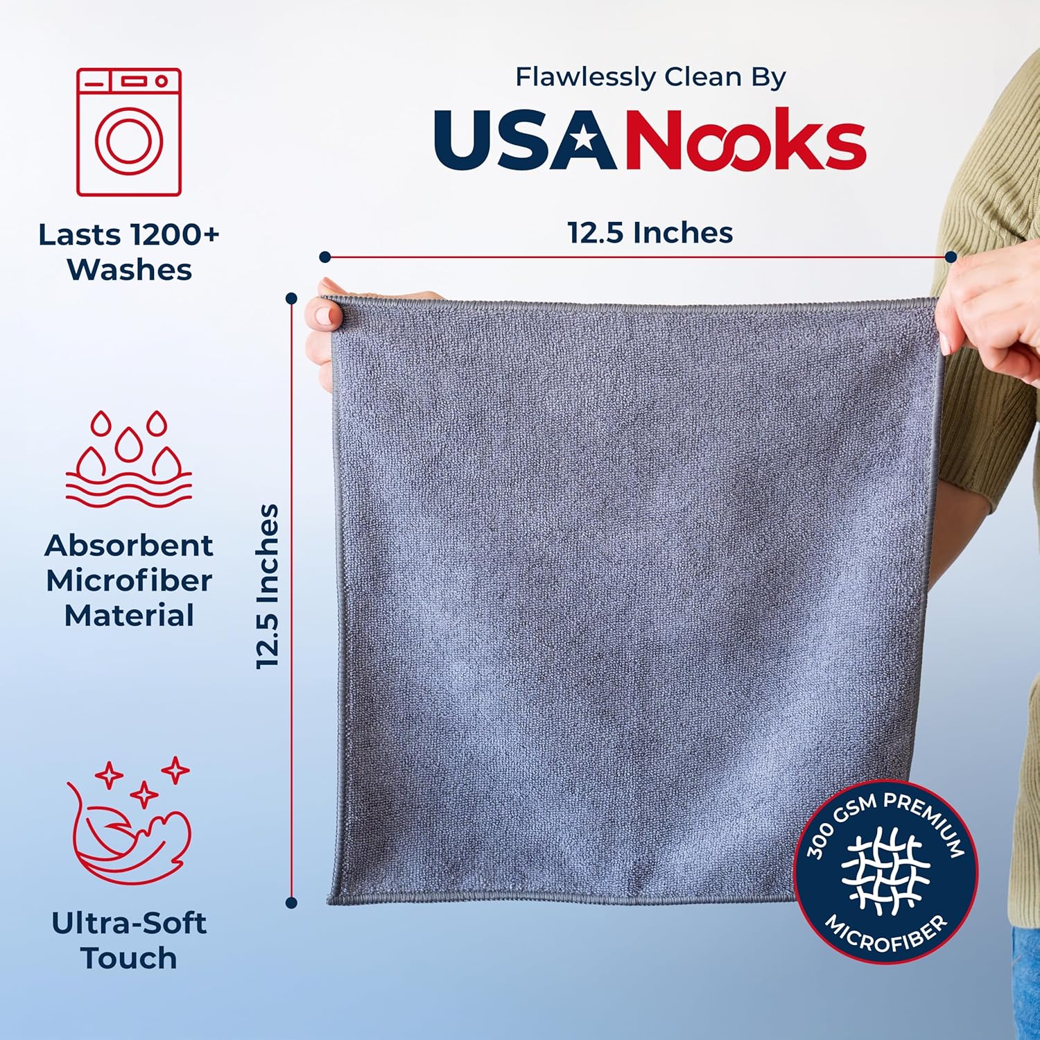Microfiber Cleaning Cloth Grey - 12 Pcs (12.5