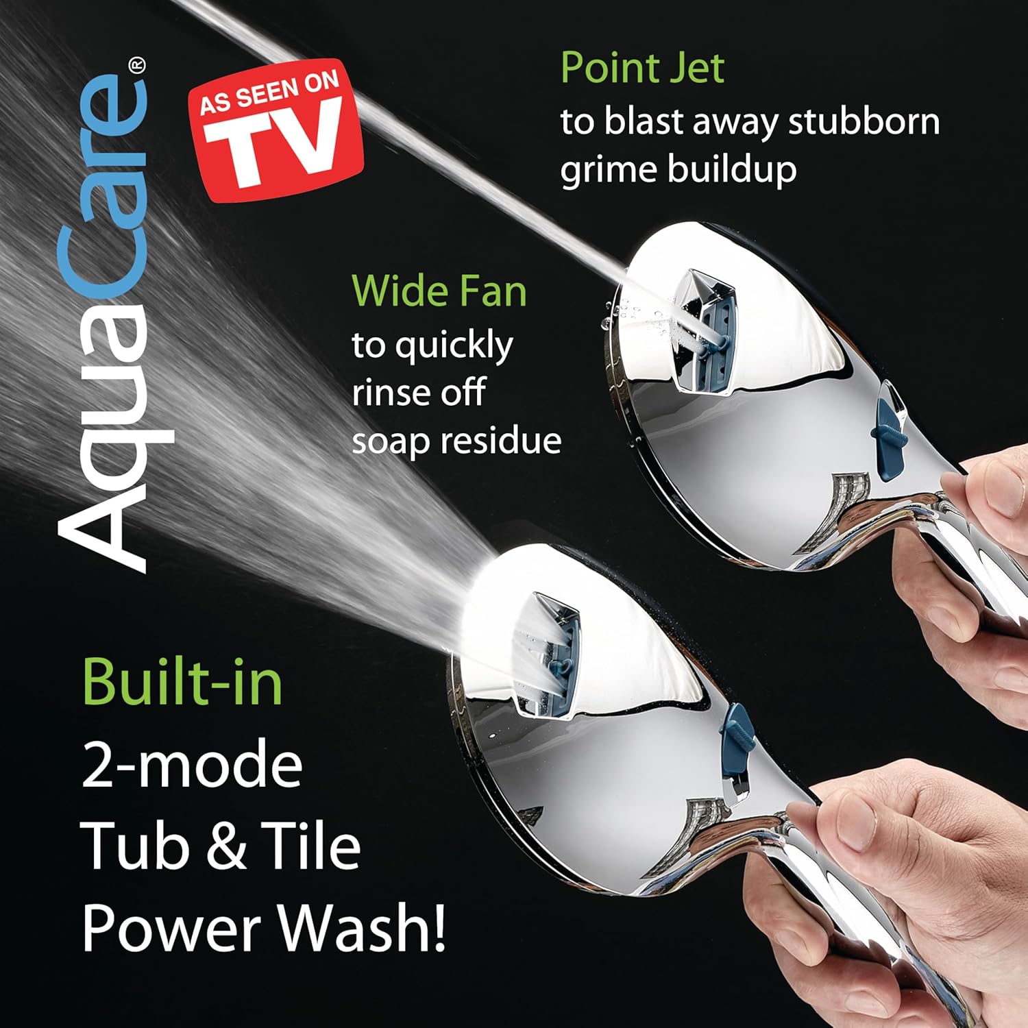 AquaCare As-Seen-On-TV High Pressure 48-setting Rain & Handheld 3-way Shower Head Combo - Anti-clog Nozzles/Tub, Tile & Pet Power Wash/Extra Long 6 ft. Hose/All Chrome Finish - Image 4