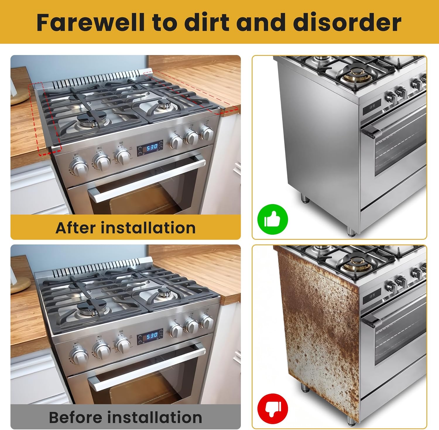 Stainless Steel Stove Gap Covers - 304 Stove Gap Filler, Easy retractable Length 13.8