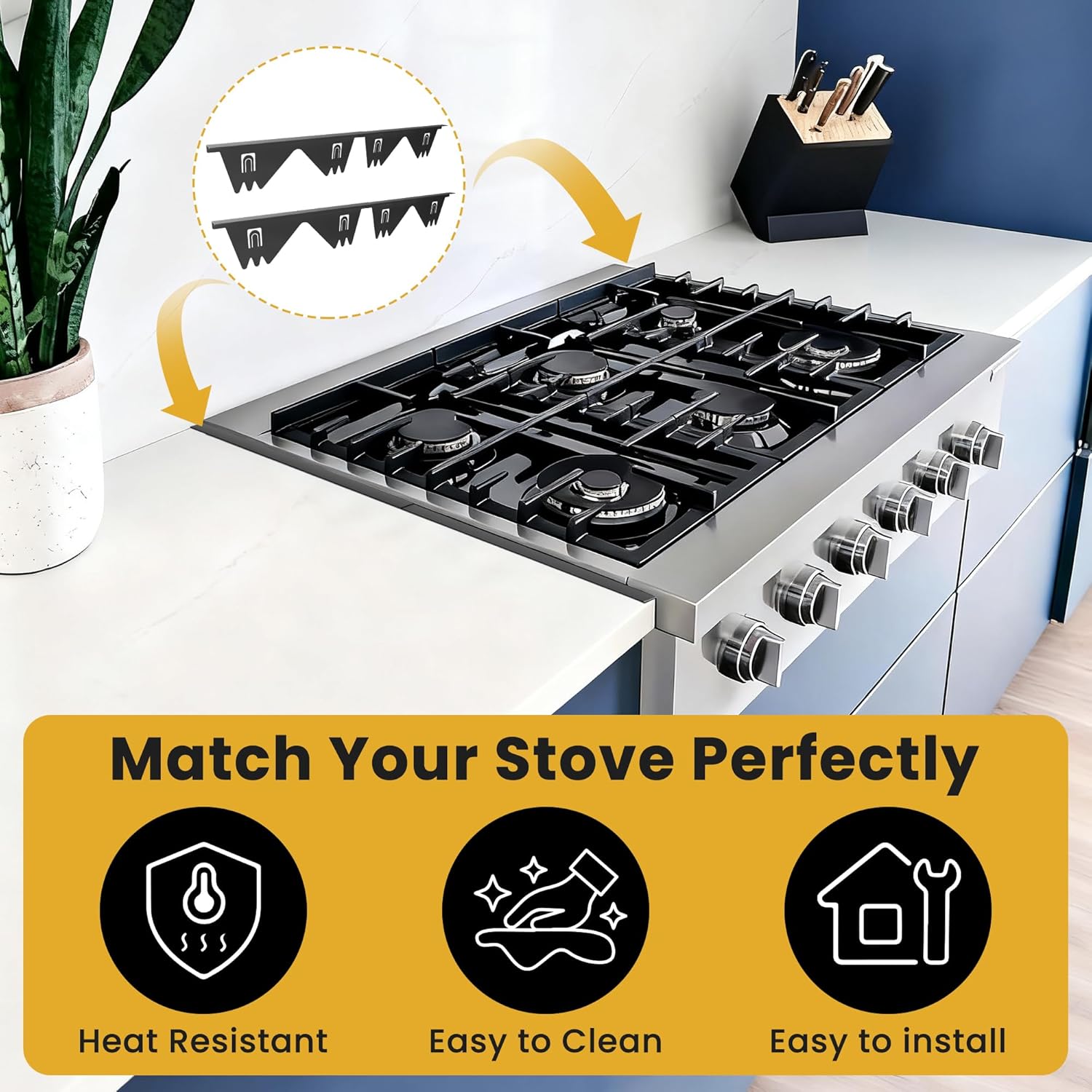 Stainless Steel Stove Gap Covers - 304 Stove Gap Filler, Easy retractable Length 13.8
