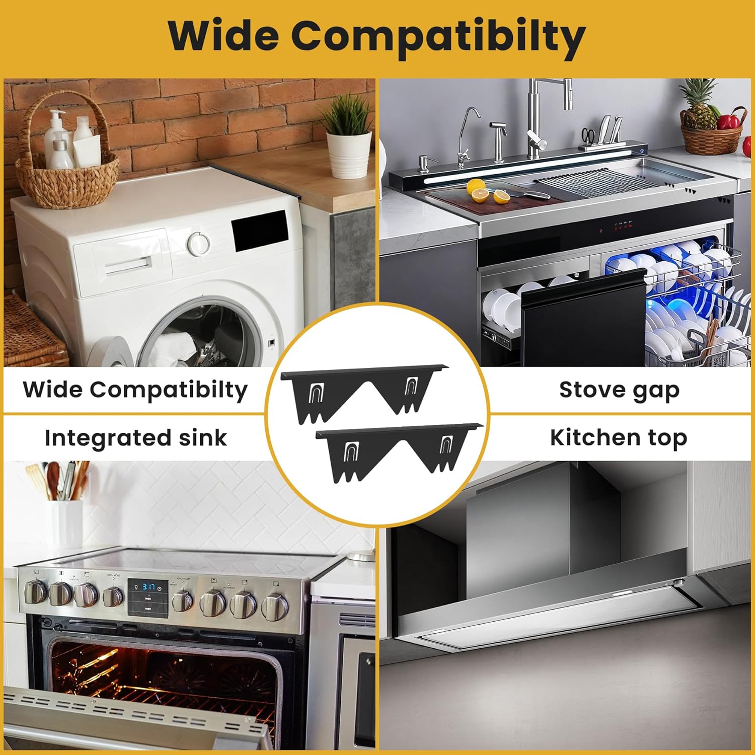 Stainless Steel Stove Gap Covers - 304 Stove Gap Filler, Easy retractable Length 13.8