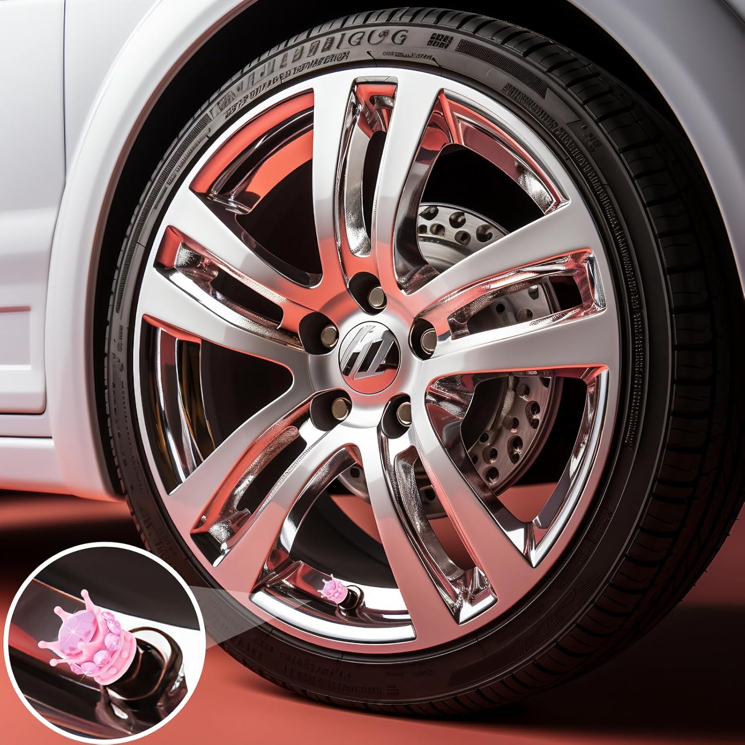 4PCS Crown Bling Tire Stem Valve Caps, Crystal Diamond Car Wheel Tire Valve Caps Universal Copper Core Stem Covers for Cars, SUV, Trucks, Bikes, Motorcycles, Bicycles (Pink) - Image 4