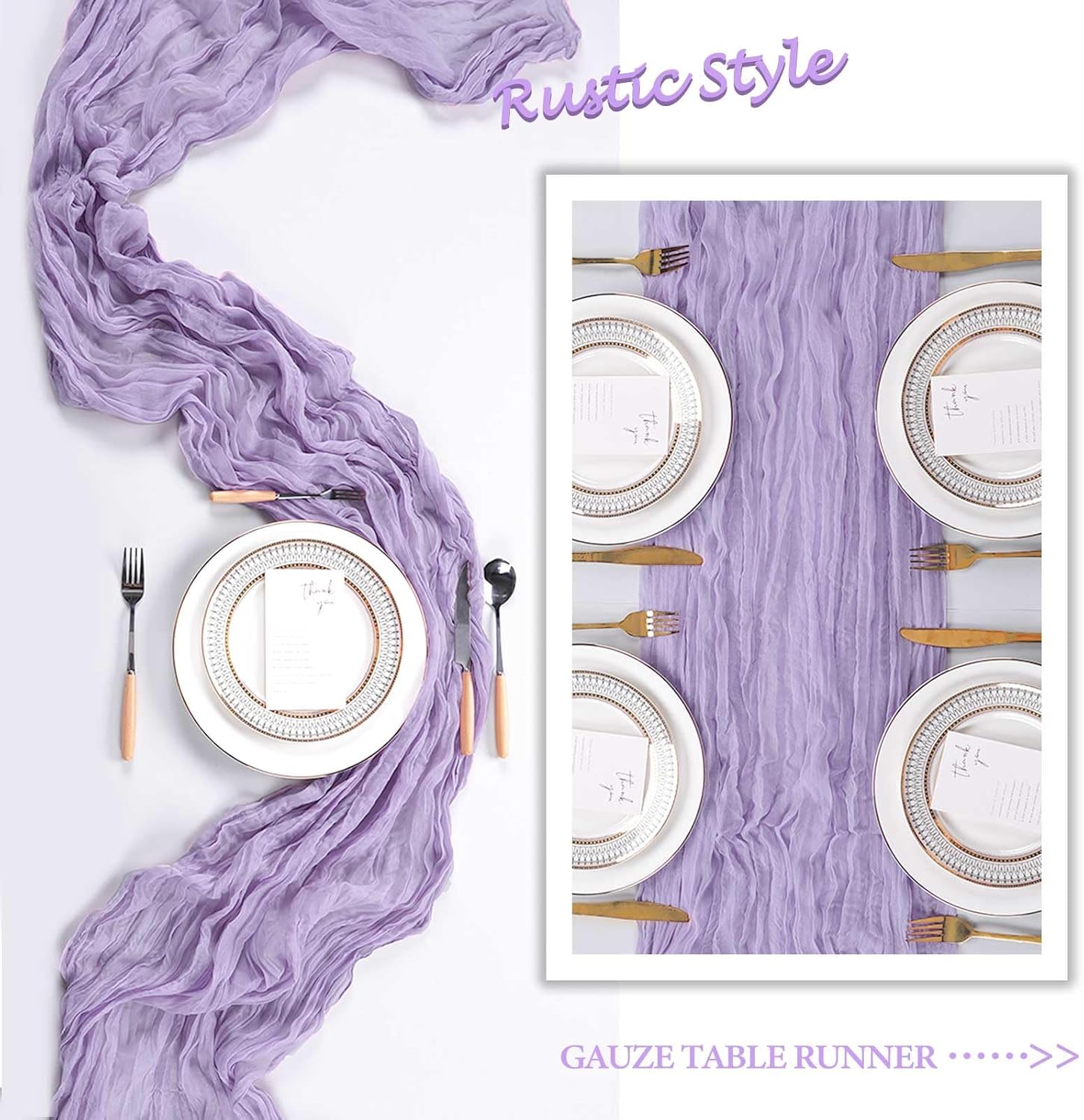 8 Pack Lilac Purple Cheesecloth Table Runner 10Ft Easter Spring Lavender Gauze Cheese Cloth Table Runner 120 Inch Boho Sheer Rustic Fabric for Holiday Decor Bridal Baby Shower Wedding Decoration - Image 6
