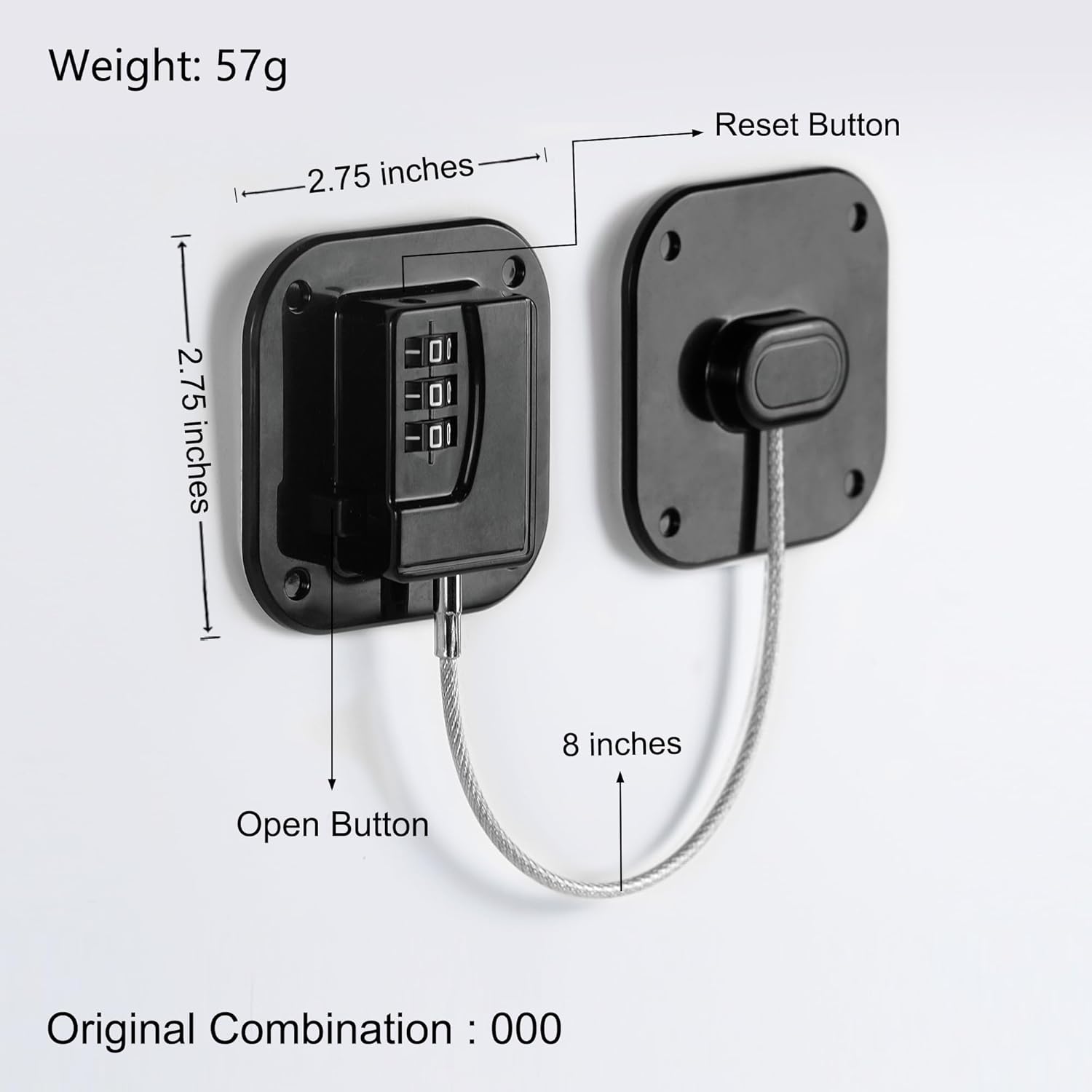 Refrigerator Lock, Heavy Duty Fridge Lock, Combination Lock for Refrigerator Cabinets, Drawers, Safety, Easy Install No Keys Needed (Black-2Pack) - Image 2
