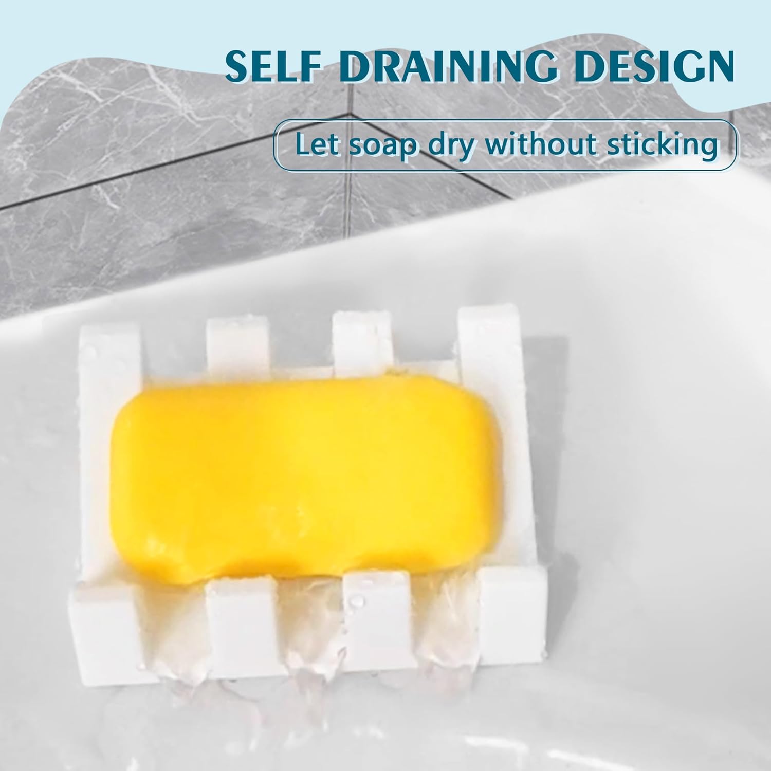 Self Draining Soap Dish Holder,Silicone Soap Dish,for Bathroom,Kitchen, Sponges，Can Extend Soap Life，Keep Soap Bars Dry and Easy Cleaning (White,1-Pack) - Image 4