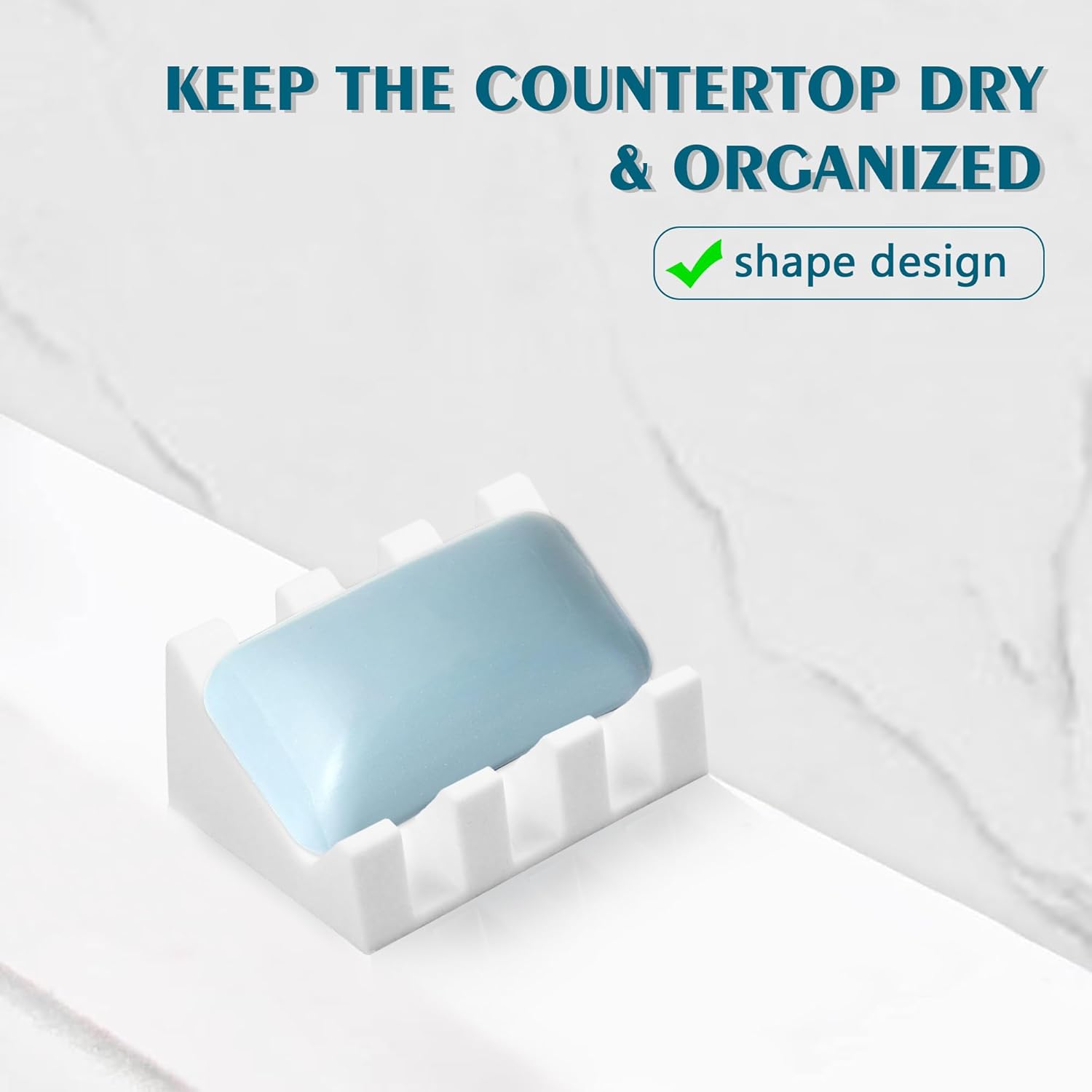 Self Draining Soap Dish Holder,Silicone Soap Dish,for Bathroom,Kitchen, Sponges，Can Extend Soap Life，Keep Soap Bars Dry and Easy Cleaning (White,1-Pack) - Image 5