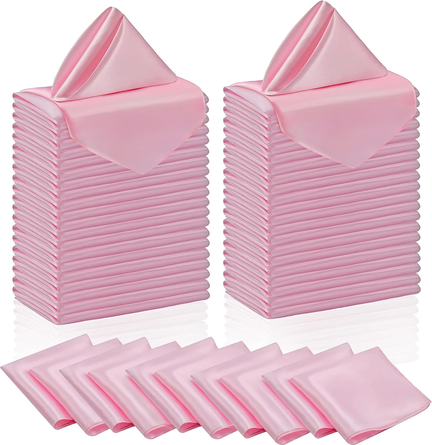 50 Pieces Light Pink Satin Napkins - 12x12 Inches Cloth Napkins, Square Satin Fabric Napkin Set - Soft & Reusable Table Napkins for Wedding Dinner Party Lunch Banquet Restaurant Decoration - Image 1