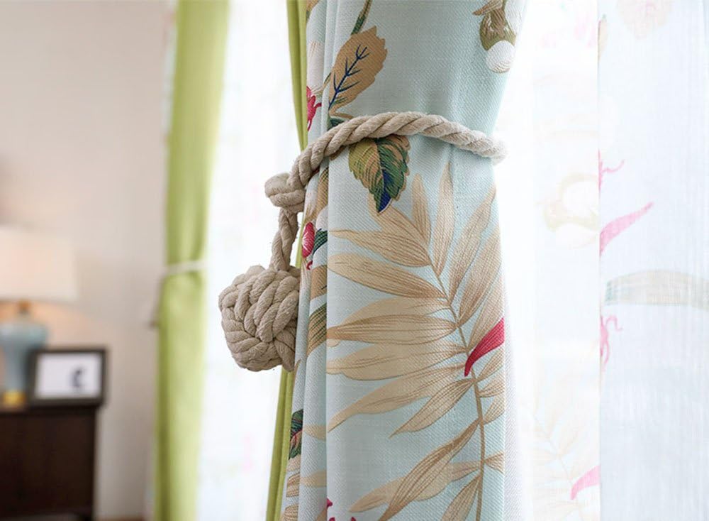 4 Pack Curtain Tiebacks - Heavy Duty Curtain Rope Tieback, Handmade Rural Decorative Curtain Holdbacks (Beige) - Image 3