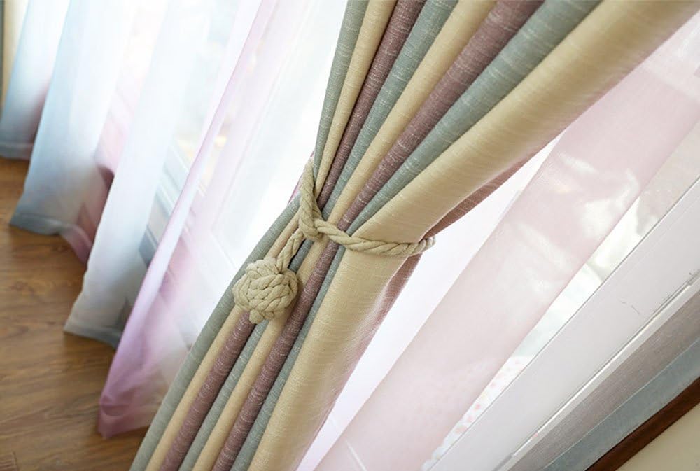 4 Pack Curtain Tiebacks - Heavy Duty Curtain Rope Tieback, Handmade Rural Decorative Curtain Holdbacks (Beige) - Image 6