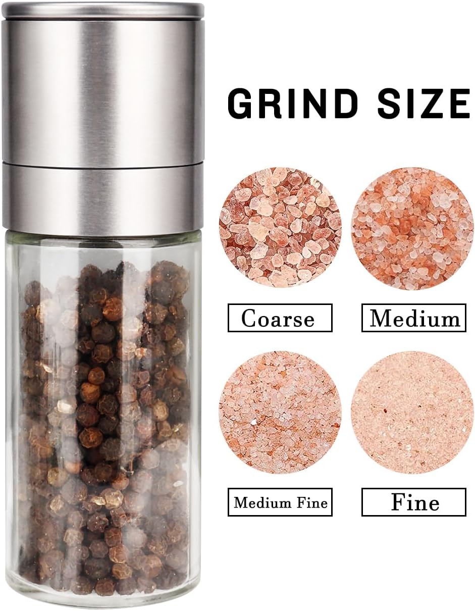 ® Salt and Pepper Grinder Set, Pepper Mill, Sea Salt Shaker Grinder Refillable, Adjustable Coarseness, Stainless Steel with Ceramic Rotor(Seasoning not included) - Image 2