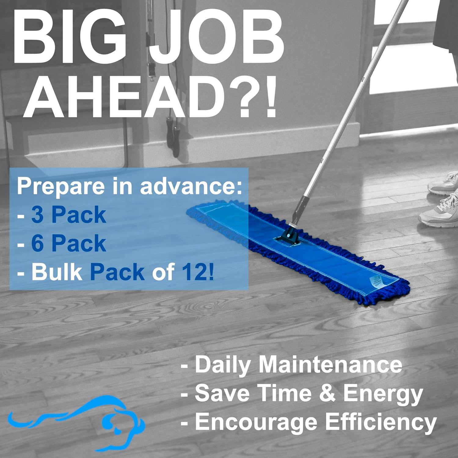 24 inch Microfiber Dust Mop | Medium Washable Commercial Mop Head Replacement, Pack of 3 - Image 3