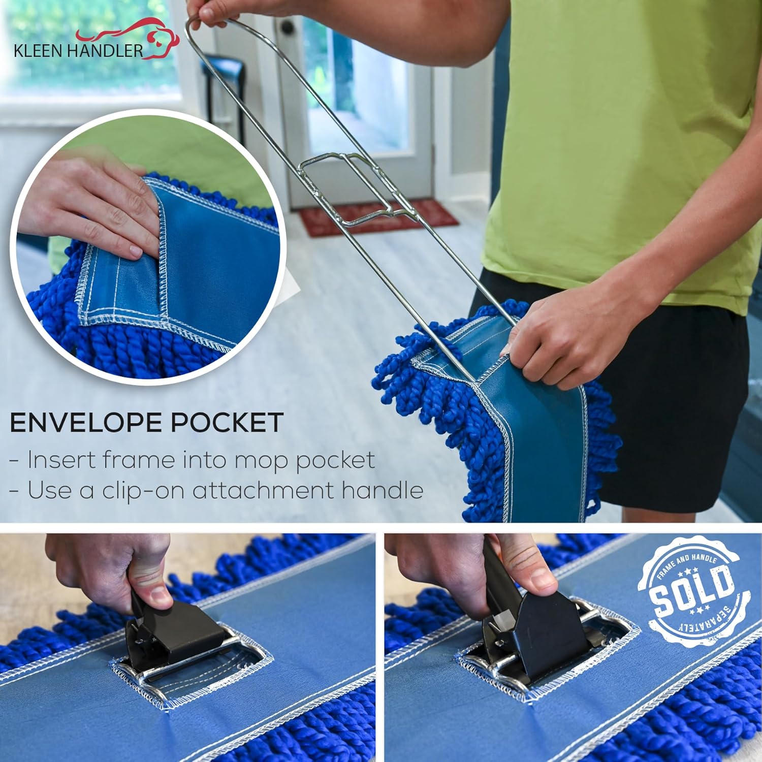 24 inch Microfiber Dust Mop | Medium Washable Commercial Mop Head Replacement, Pack of 3 - Image 6