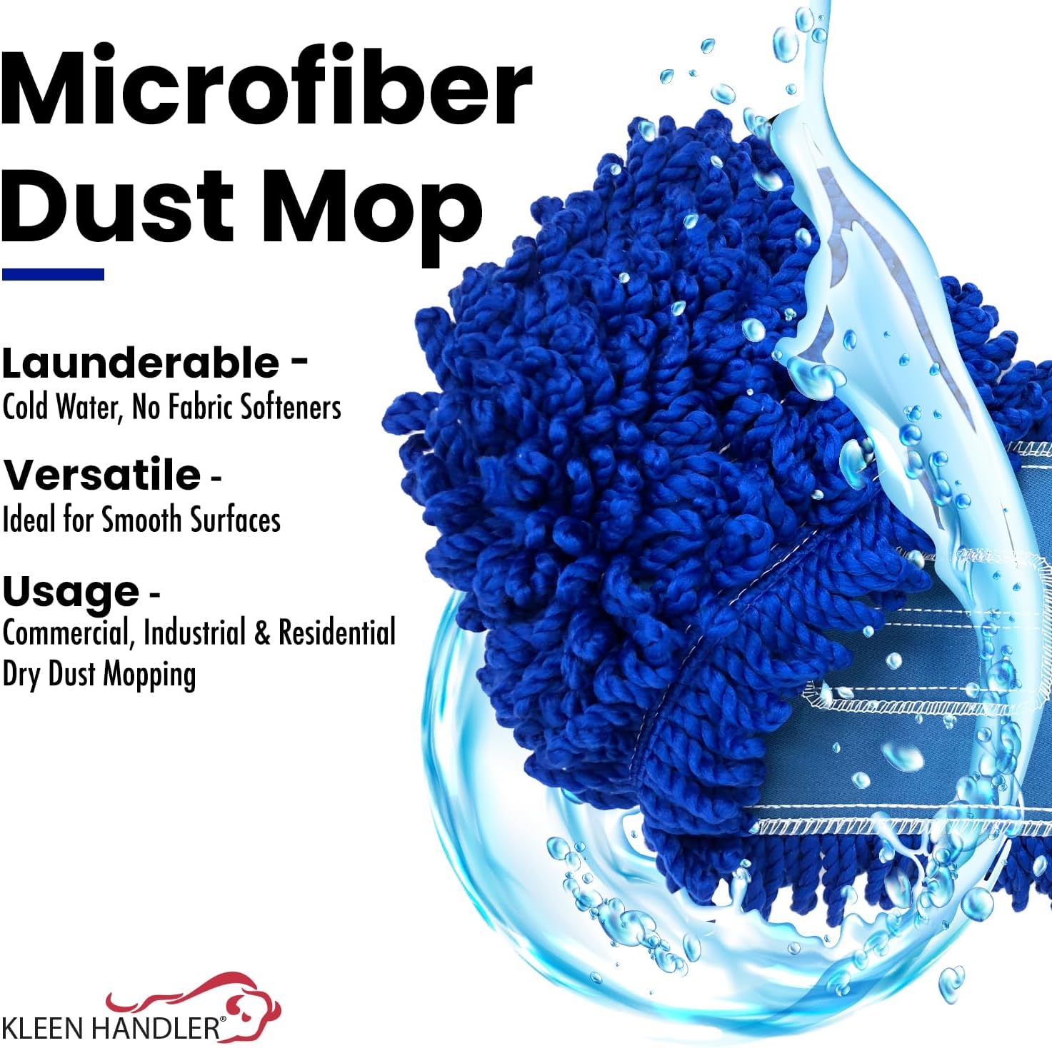 24 inch Microfiber Dust Mop | Medium Washable Commercial Mop Head Replacement, Pack of 3 - Image 7