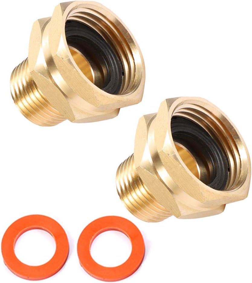 Brass Garden Hose Adapter, 3/4' GHT Female x 1/2' NPT Male Connector, 2pcs - Image 1