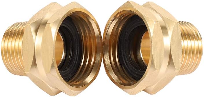 Brass Garden Hose Adapter, 3/4' GHT Female x 1/2' NPT Male Connector, 2pcs - Image 2