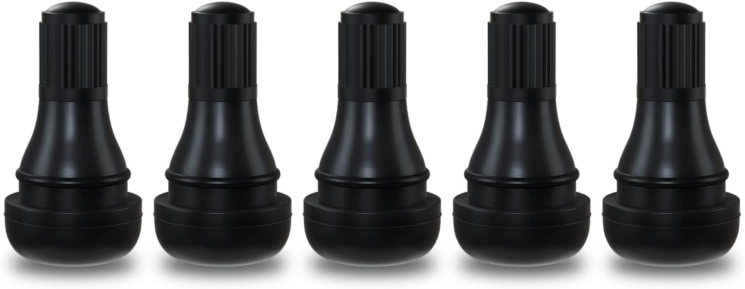 TR412 Rubber Snap-in Short Black Tire Valve Stem for Tubeless 0.453 Inch 11.5mm Rim Holes on Standard Vehicle Tires (5pcs/Bag) - Image 1