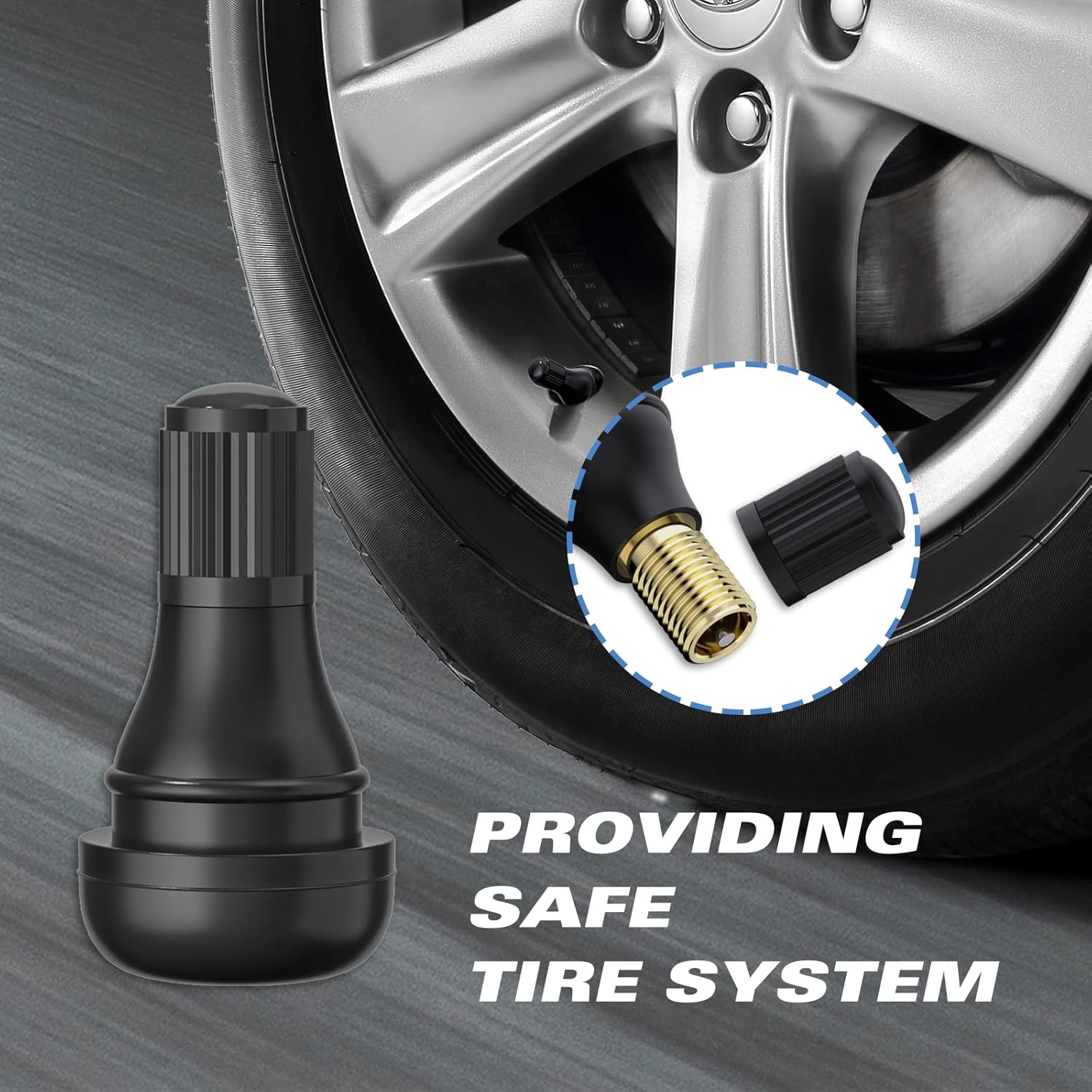 TR412 Rubber Snap-in Short Black Tire Valve Stem for Tubeless 0.453 Inch 11.5mm Rim Holes on Standard Vehicle Tires (5pcs/Bag) - Image 5