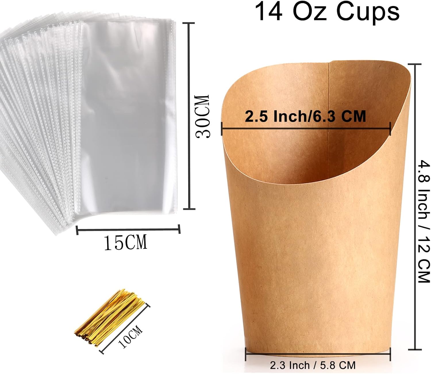 Disposable Charcuterie Cups 60 PCS with 200PCS Sticks and 60PCS Bags, 14 oz Kraft Paper Snack Boxes Appetizers Cup French Fry Holder with Cocktail Skewers Toothpicks Tooth Picks, Brown - Image 6