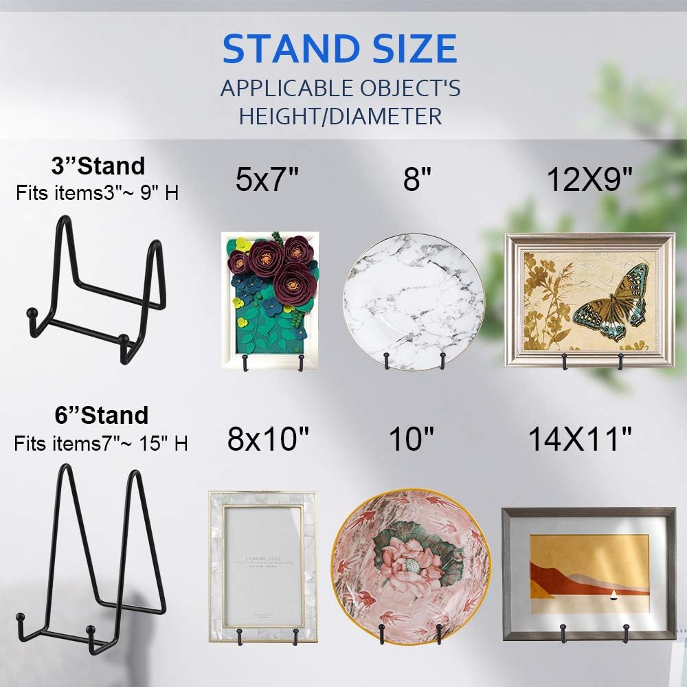 Plate Stands for Display - Iron Easel Stand Plate Holder Display Stand Picture Frame Stand for Pictures | Photo|Decorative Plate |Dish | Tabletop Art - 3 inch-Black - Image 7