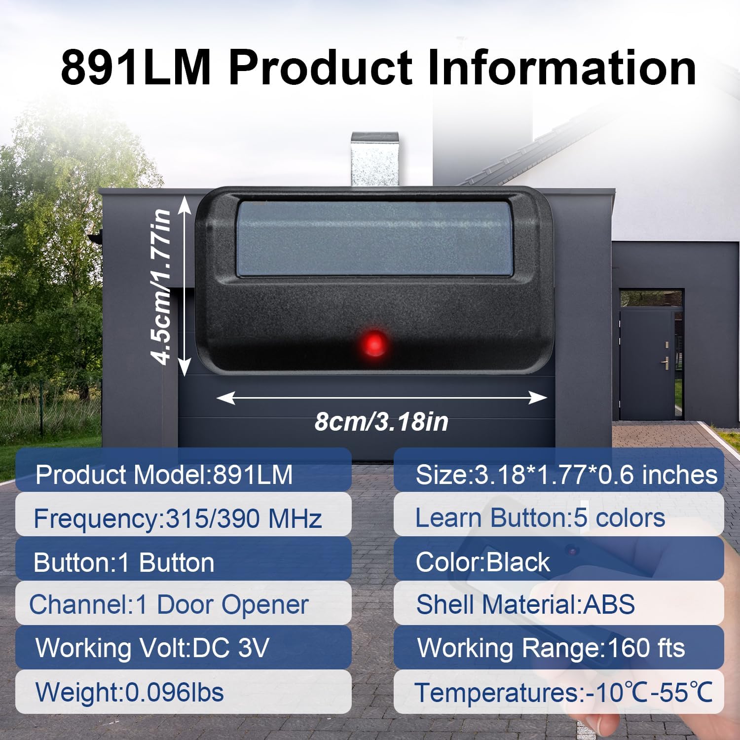 2 for Chamberlain Craftsman LiftMaster Garage Door Opener Remote Replacement, Replaces 891LM 893LM 893MAX 370LM 371LM 373LM 971LM 973LM, no Wait Wireless Remote Keyless Entry, Safe Security - Image 5