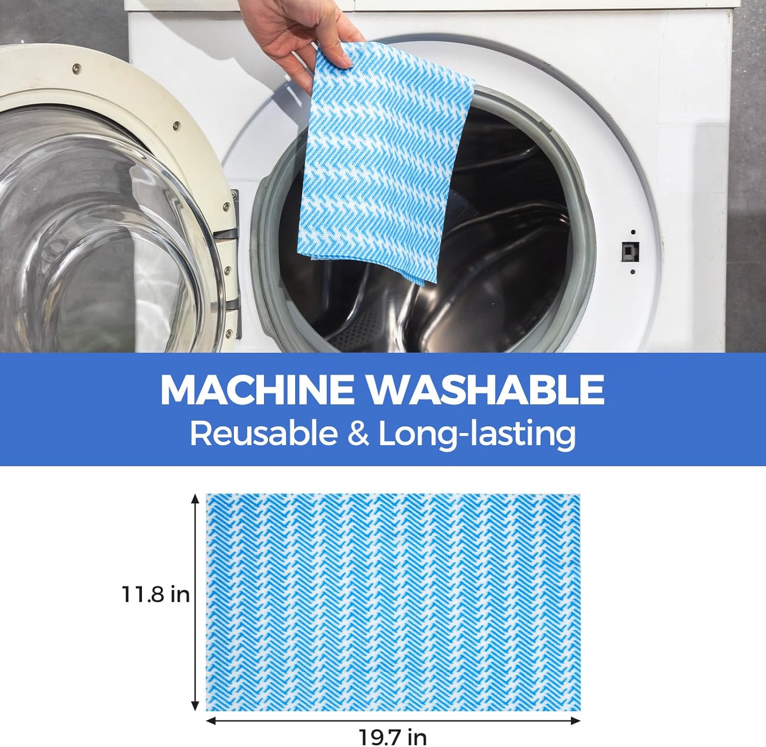 Reusable Cleaning Towels, Multi-Purpose Handy Towel, Blue Handi Wipe Reusable Cloths, Disposabel Dry Kitchen Wipes, Dish Cloths, Durable, Absoebent,Dry Quickly, 50 Count - Image 6