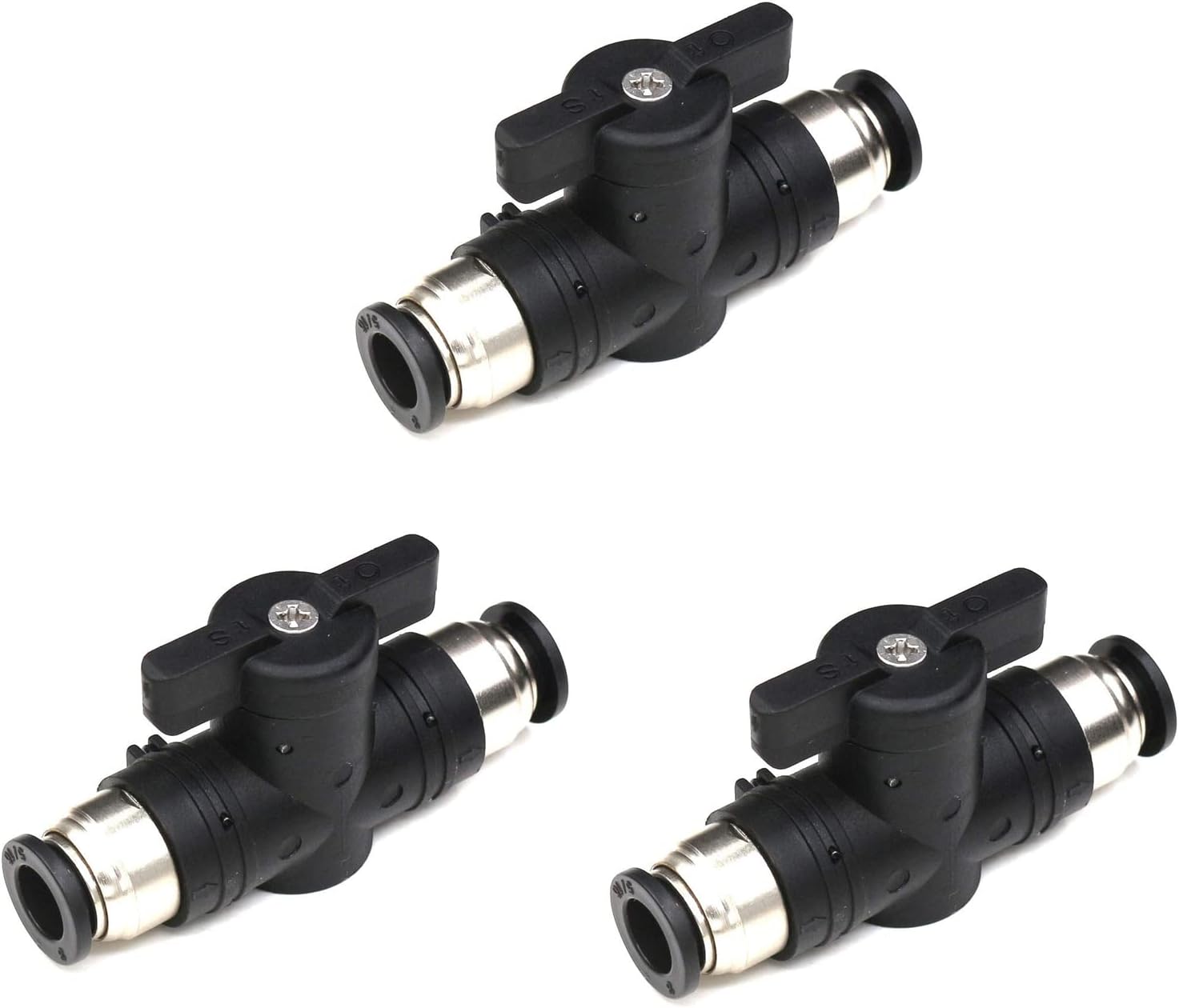 1/4 Push Connect Valve Pneumatic Ball Valve 1/4 inch Tube Quick Connect Valve Straight Union Air Flow Control Valve Tube Fittings air compressor valve 3Pack - Image 1