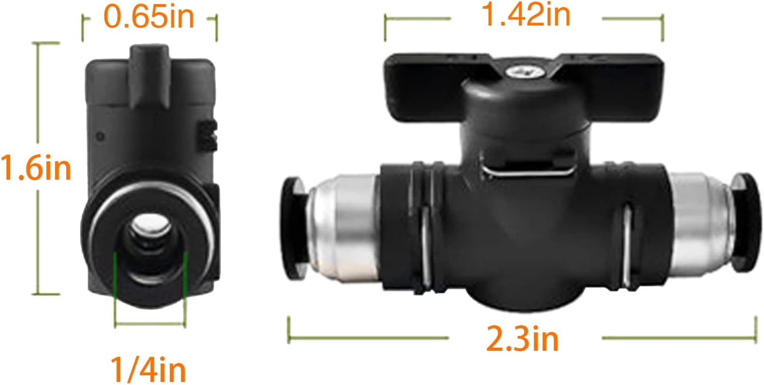 1/4 Push Connect Valve Pneumatic Ball Valve 1/4 inch Tube Quick Connect Valve Straight Union Air Flow Control Valve Tube Fittings air compressor valve 3Pack - Image 2
