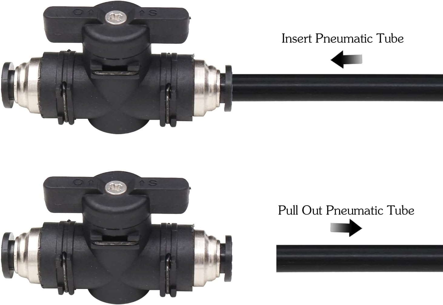 1/4 Push Connect Valve Pneumatic Ball Valve 1/4 inch Tube Quick Connect Valve Straight Union Air Flow Control Valve Tube Fittings air compressor valve 3Pack - Image 6