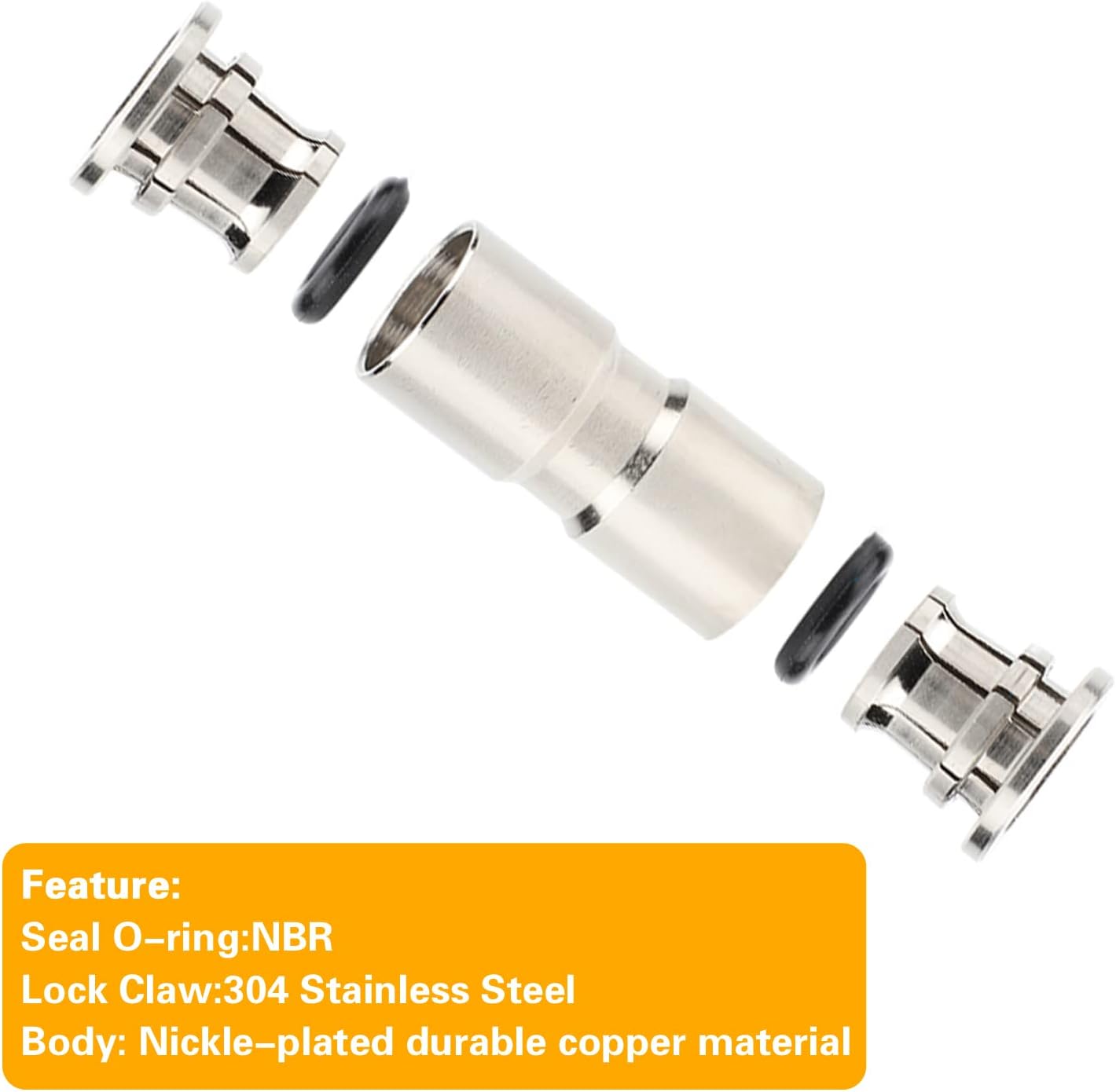 1/4 Union Straight Push to connect fittings Stainless Steel Pneumatic Push Connectors, 1/4